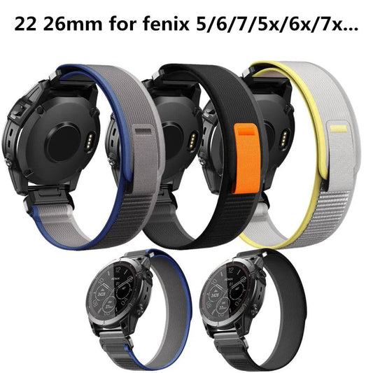 22 26MM Nylon Strap for Garmin Fenix 6X Pro/6X/7X/5X/Tactix 7 Pro Bands for Instinct 1/2/Enduro 2 Bracelet Watchband - WBBX.SHOP