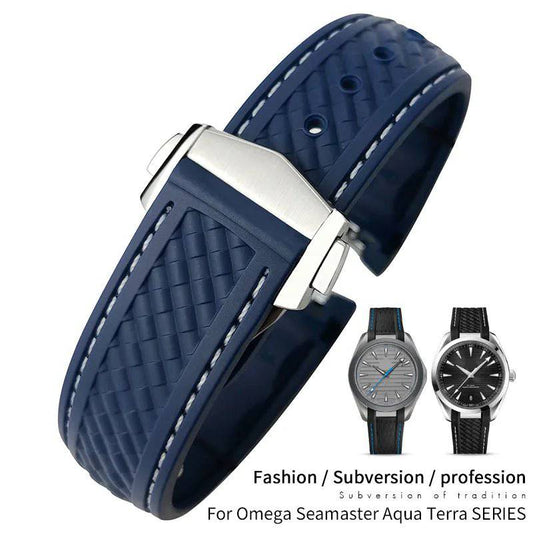 20mm Rubber Silicone Watch Strap Fit For Omega Seamaster 300 AT150 Aqua Terra Ultra Light 8900 Steel Buckle Watchband Bracelets - WBBX.SHOP